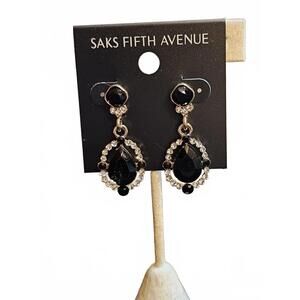 Saks Fifth Avenue Elegant Black Drop Earrings